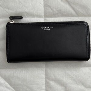 Coach Black Zip-Around Leather Wallet